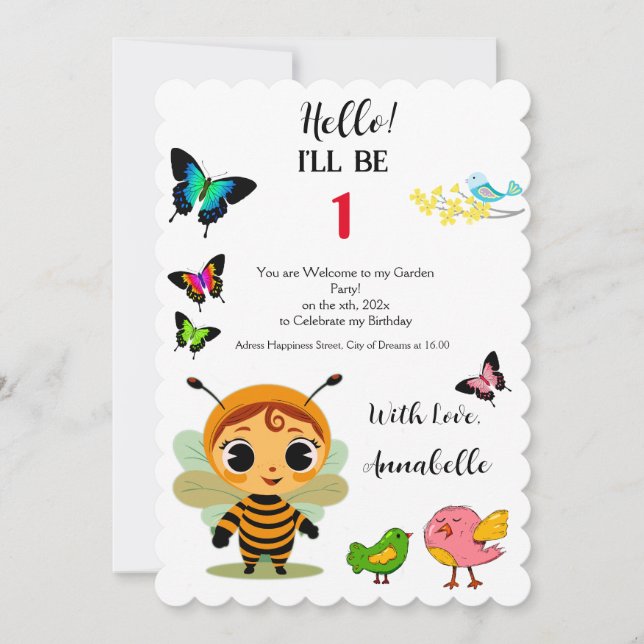 Convite Celebração de Crianças de Festa de Jardim (Frente)