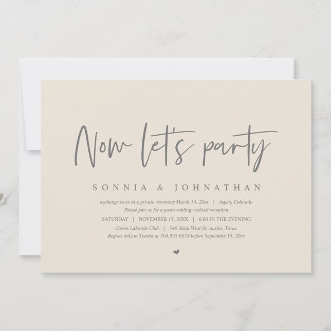 Convite Celebração de Elopemento de Casamento, vamos de Ag (Frente)