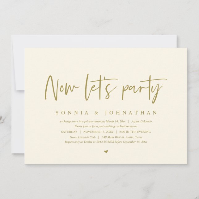 Convite Celebração de Elopemento de Casamento, vamos de Ag (Frente)