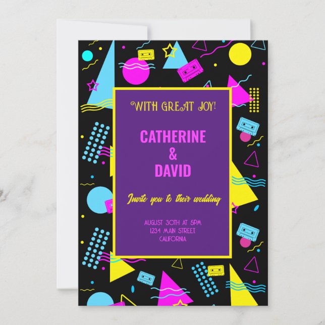 Convite Celebração de Estilo Colorido Retroativo de Casame (Frente)