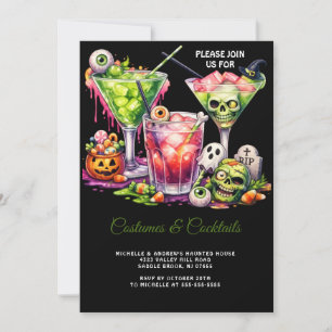 Convite Celebração de Fantasias de Halloween e Coquetéis