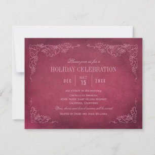 Convite Celebração de Férias de Vinho Burgundy Elegante Vi
