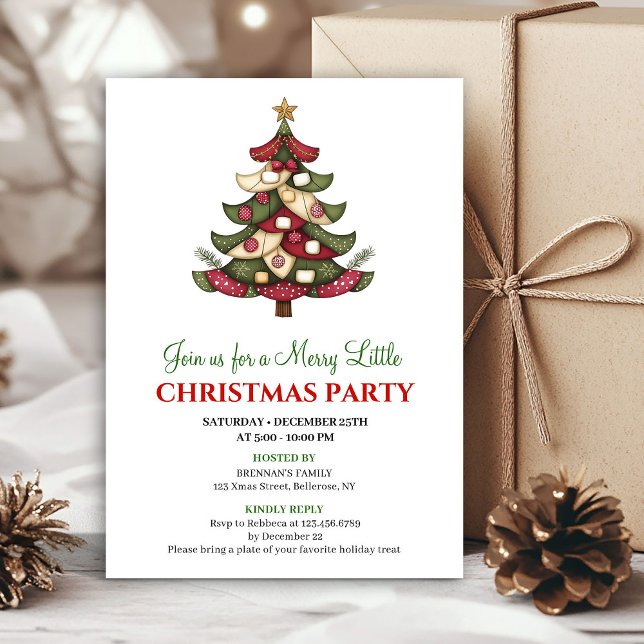 Convite Celebração de festa de árvore de Natal artística m (Modern artistic Christmas tree party celebration)