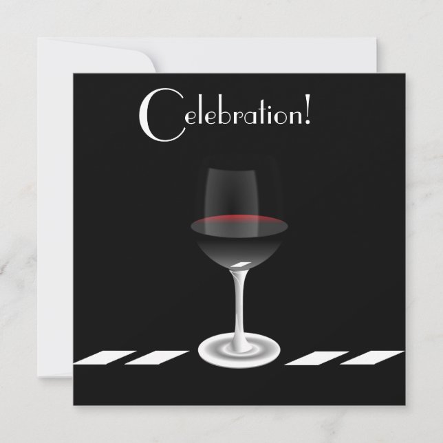 Convite Celebração de Festa de Cocktail em Preto e Branco (Frente)