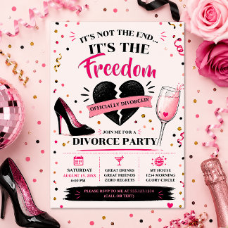 Convite Celebração de Festa de Divórcio Sassy |