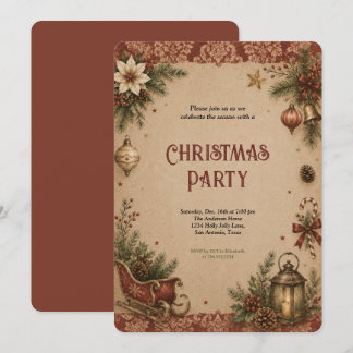 Convite Celebração de Festa de Natal Vintage