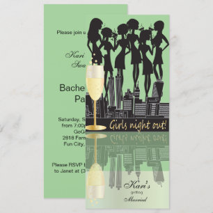 Convite Celebração de Festa de Noite das Meninas  Verde-