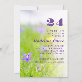 Convite Celebração de Festas de aniversário Violeta Roxa Q