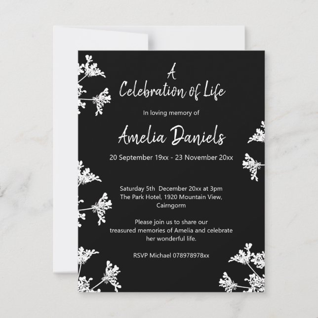 Convite Celebração de flor branca da vida (Frente)