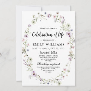 Convite Celebração de flor selvagem Convocação Funeral
