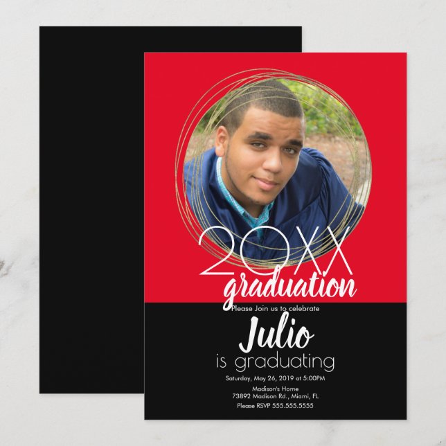 Convite Celebração de Formatura Moderna em Foto com Duas C (Frente/Verso)