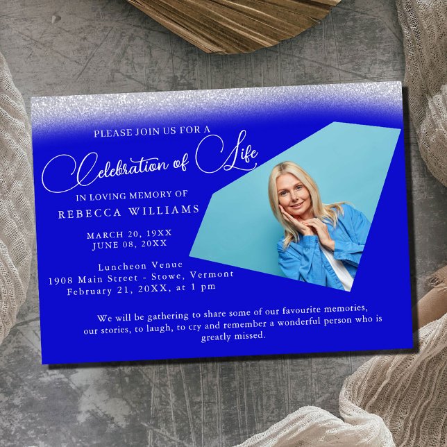 Convite Celebração de Foto Azul Mínima da Vida (Criador carregado)