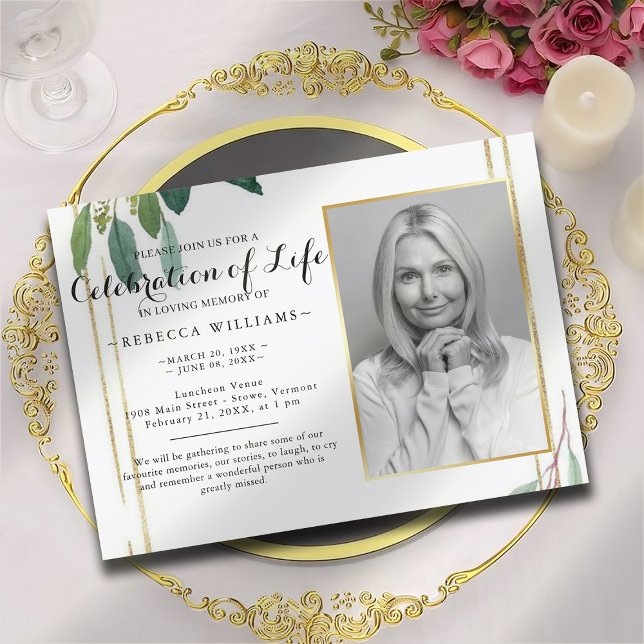 Convite Celebração de Foto Botânica de Folhagem Moderna (Criador carregado)