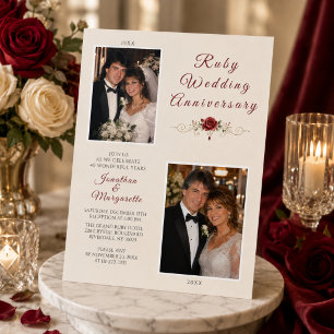 Convite Celebração de Fotos de Aniversário de Casamento Ru