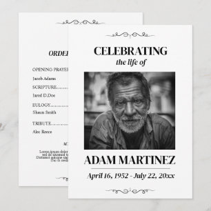 Convite Celebração de Funeral de Foto Memorial de Vida