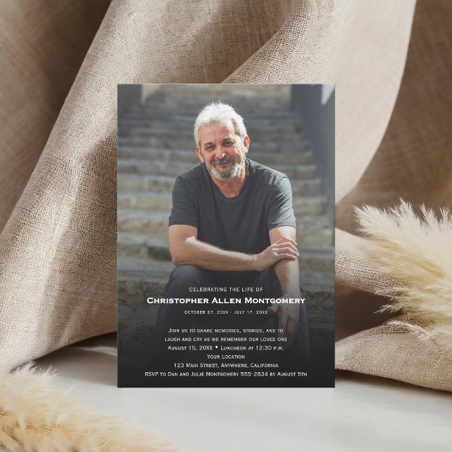 Convite Celebração de Funeral de Memória de Vida (Celebration of Life funeral memorial photo invitations, PRINTED and/or INSTANT DOWNLOAD)