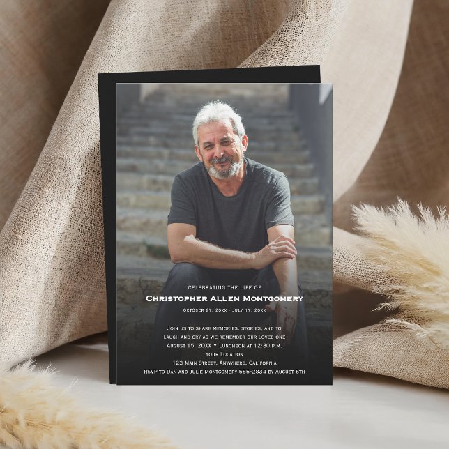 Convite Celebração de Funeral de Memória de Vida (Celebration of Life funeral memorial photo invitations, PRINTED and/or INSTANT DOWNLOAD)