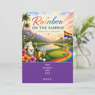 Convite Celebração de Golfe Arco-íris no Pride do Fairway