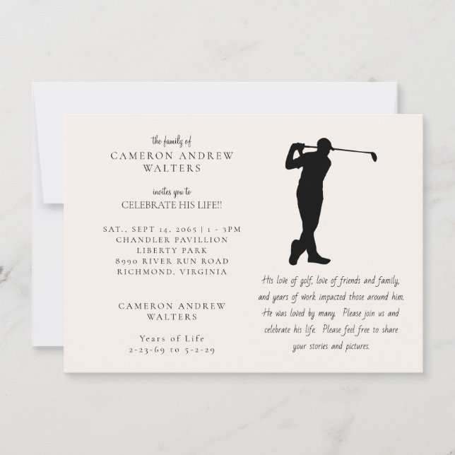 Convite Celebração de Golfe da Vida (Frente)