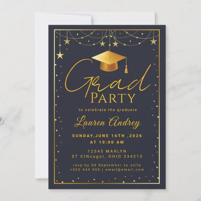 Convite Celebração de Graduação com Letra Moderna (Frente)