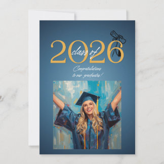 Convite Celebração de Graduação da Turma de 2026 Azul Mode
