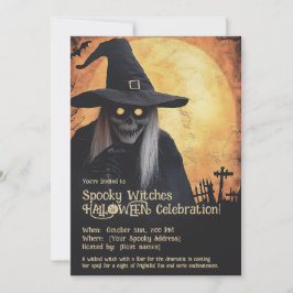 Convite Celebração de Halloween das Bruxas Assustadoras