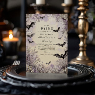 Convite Celebração de Halloween de Morcegos e Estrelas Gót