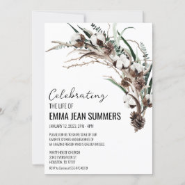 Convite Celebração de Inverno da Vida Algodão com Folhagem