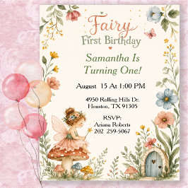 Convite Celebração de Jardim no Primeiro Aniversário da Fa