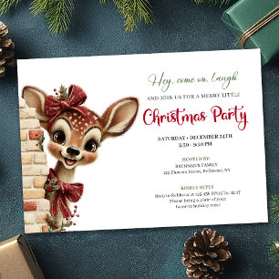 Convite Celebração de Natal adorável com cervos bebês para