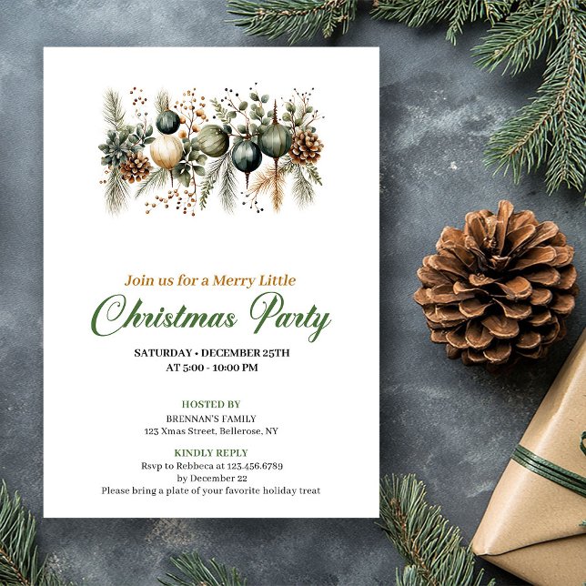 Convite Celebração de Natal com Árvore de Natal Verde e Do (Stylish Green And Gold Christmas Tree Celebration)