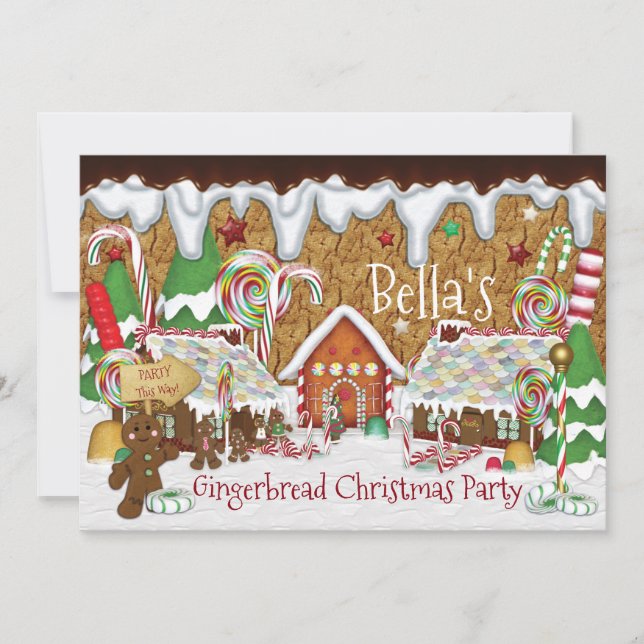 Convite Celebração de Natal do Biscoito Feriado Gingerbird (Frente)