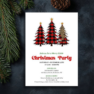 Convite Celebração de Natal Xadrez Vermelho e Preto Capric