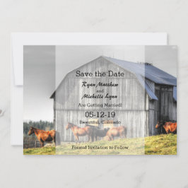 Convite Celebração de Noivado em Celeiro Rústico com Caval