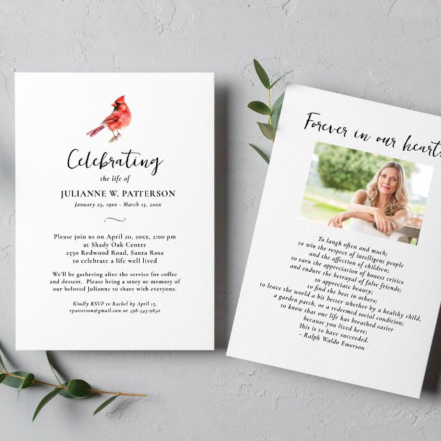 Convite Celebração de Pássaros Vermelhos Cardinais Foto da (Criador carregado)