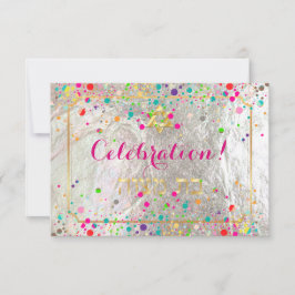 Convite Celebração de PixDezines Mitzvah Dazzled/Rainbow