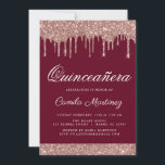 Convite Celebração de Quinceañera com Glitter Glitter Dour<br><div class="desc">Cor-de-rosa-reluzente - Rosa Dourado e Borgonha Marsala Esparramando Glitter Quinceañera 15 de Celebração. Este é o perfeito e elegante Convite à Celebração Quinceañera para uma Rosa de Menina Moderna Dourada e brilhante brilho cor-de-rosa brilhante cinza cinza quinze (quinze) Festas de aniversário. Entre em contato com o designer para encontrar itens...</div>
