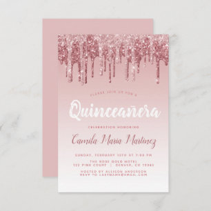 Convite Celebração de Quinceanera com Glitter Glitter Dour