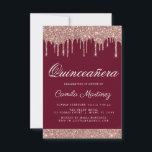 Convite Celebração de Quinceañera com Glitter Glitter Dour<br><div class="desc">Cor-de-rosa-reluzente - Rosa Dourado e Borgonha Marsala Esparramando Glitter Quinceañera 15 de Celebração. Este é o perfeito e elegante Convite à Celebração Quinceañera para uma Rosa de Menina Moderna Dourada e brilhante brilho cor-de-rosa brilhante cinza cinza quinze (quinze) Festas de aniversário. Entre em contato com o designer para encontrar itens...</div>