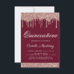Convite Celebração de Quinceañera com Glitter Glitter Dour<br><div class="desc">Cor-de-rosa-reluzente - Rosa Dourado e Borgonha Marsala Esparramando Glitter Quinceañera 15 de Celebração. Este é o perfeito e elegante Convite à Celebração Quinceañera para uma Rosa de Menina Moderna Dourada e brilhante brilho cor-de-rosa brilhante cinza cinza quinze (quinze) Festas de aniversário. Entre em contato com o designer para encontrar itens...</div>
