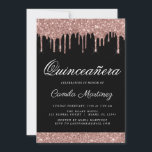 Convite Celebração de Quinceañera com Glitter Glitter Dour<br><div class="desc">Cor-de-rosa-reluzente - 15 de Celebração de Quinceañera, Dourada e Negra, que goza de brilho brilhante. Este é o perfeito e elegante Convite à Celebração Quinceañera para uma Rosa de Menina Moderna Dourada e brilhante brilho cor-de-rosa brilhante cinza cinza quinze (quinze) Festas de aniversário. Entre em contato com o designer para...</div>