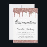Convite Celebração de Quinceañera com Glitter Glitter Dour<br><div class="desc">Cor-de-rosa-reluzente - 15 de Celebração de Quinceañera, Dourada e branca, com gotas brilhantes, Convite de aniversário. Este é o perfeito e elegante Convite à Celebração Quinceañera para uma Rosa de Menina Moderna Dourada e brilhante brilho cor-de-rosa brilhante cinza cinza quinze (quinze) Festas de aniversário. Entre em contato com o designer...</div>