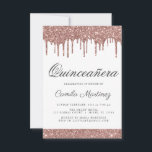 Convite Celebração de Quinceañera com Glitter Glitter Dour<br><div class="desc">Cor-de-rosa-reluzente - 15 de Celebração de Quinceañera, Dourada e branca, com gotas brilhantes, Convite de aniversário. Este é o perfeito e elegante Convite à Celebração Quinceañera para uma Rosa de Menina Moderna Dourada e brilhante brilho cor-de-rosa brilhante cinza cinza quinze (quinze) Festas de aniversário. Entre em contato com o designer...</div>