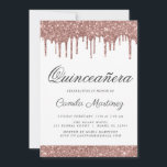 Convite Celebração de Quinceañera com Glitter Glitter Dour<br><div class="desc">Cor-de-rosa-reluzente - 15 de Celebração de Quinceañera, Dourada e branca, com gotas brilhantes, Convite de aniversário. Este é o perfeito e elegante Convite à Celebração Quinceañera para uma Rosa de Menina Moderna Dourada e brilhante brilho cor-de-rosa brilhante cinza cinza quinze (quinze) Festas de aniversário. Entre em contato com o designer...</div>
