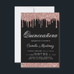 Convite Celebração de Quinceañera com Glitter Glitter Dour<br><div class="desc">Cor-de-rosa-reluzente - 15 de Celebração de Quinceañera, Dourada e Negra, que goza de brilho brilhante. Este é o perfeito e elegante Convite à Celebração Quinceañera para uma Rosa de Menina Moderna Dourada e brilhante brilho cor-de-rosa brilhante cinza cinza quinze (quinze) Festas de aniversário. Entre em contato com o designer para...</div>