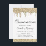 Convite Celebração de Quinceañera com Glitter Sparkle Dour<br><div class="desc">Convite de aniversário de 15 de Celebração de Quinceañera,  Dourado e branco,  com brilho brilhante. Este é o perfeito e elegante Convite à Celebração Quinceañera para uma Festa de aniversário Cinzenta Rosa-Brilhante Cinza-Brilhante,  15ª (quinze). Entre em contato com o designer para encontrar itens personalizados correspondentes.</div>