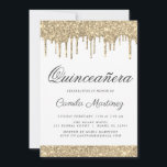 Convite Celebração de Quinceañera com Glitter Sparkle Dour<br><div class="desc">Convite de aniversário de 15 de Celebração de Quinceañera,  Dourado e branco,  com brilho brilhante. Este é o perfeito e elegante Convite à Celebração Quinceañera para uma Festa de aniversário Cinzenta Rosa-Brilhante Cinza-Brilhante,  15ª (quinze). Entre em contato com o designer para encontrar itens personalizados correspondentes.</div>