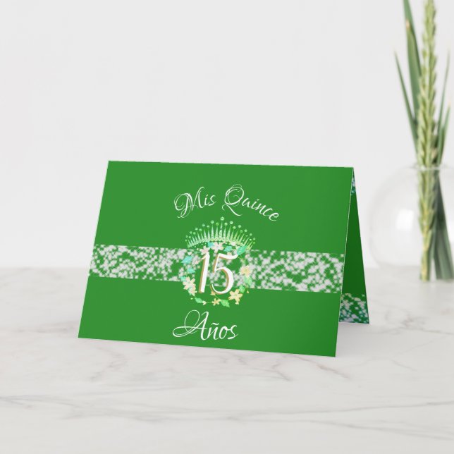 Convite Celebração de Quinceanera Esmeralda Prata (Frente)