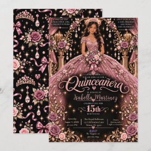 Convite Celebração de Quinceañera Rosa