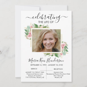 Convite Celebração de rosas da Vida Foto do Memorial Funer